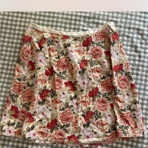 Liz Claiborne Red and Cream Floral A-Line Skirt